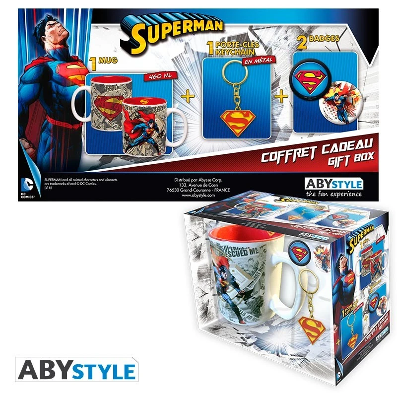 ABYstyle DC COMICS Coffret Cadeau Superman Mug + Porte-clés + Badges 2 ABYstyle DC COMICS Coffret Cadeau Superman Mug + Porte-clés + Badges – Image 2