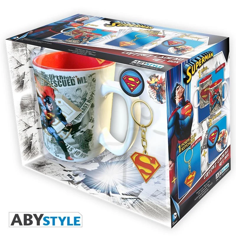 ABYstyle DC COMICS Coffret Cadeau Superman Mug + Porte-clés + Badges 6 ABYstyle DC COMICS Coffret Cadeau Superman Mug + Porte-clés + Badges – Image 6